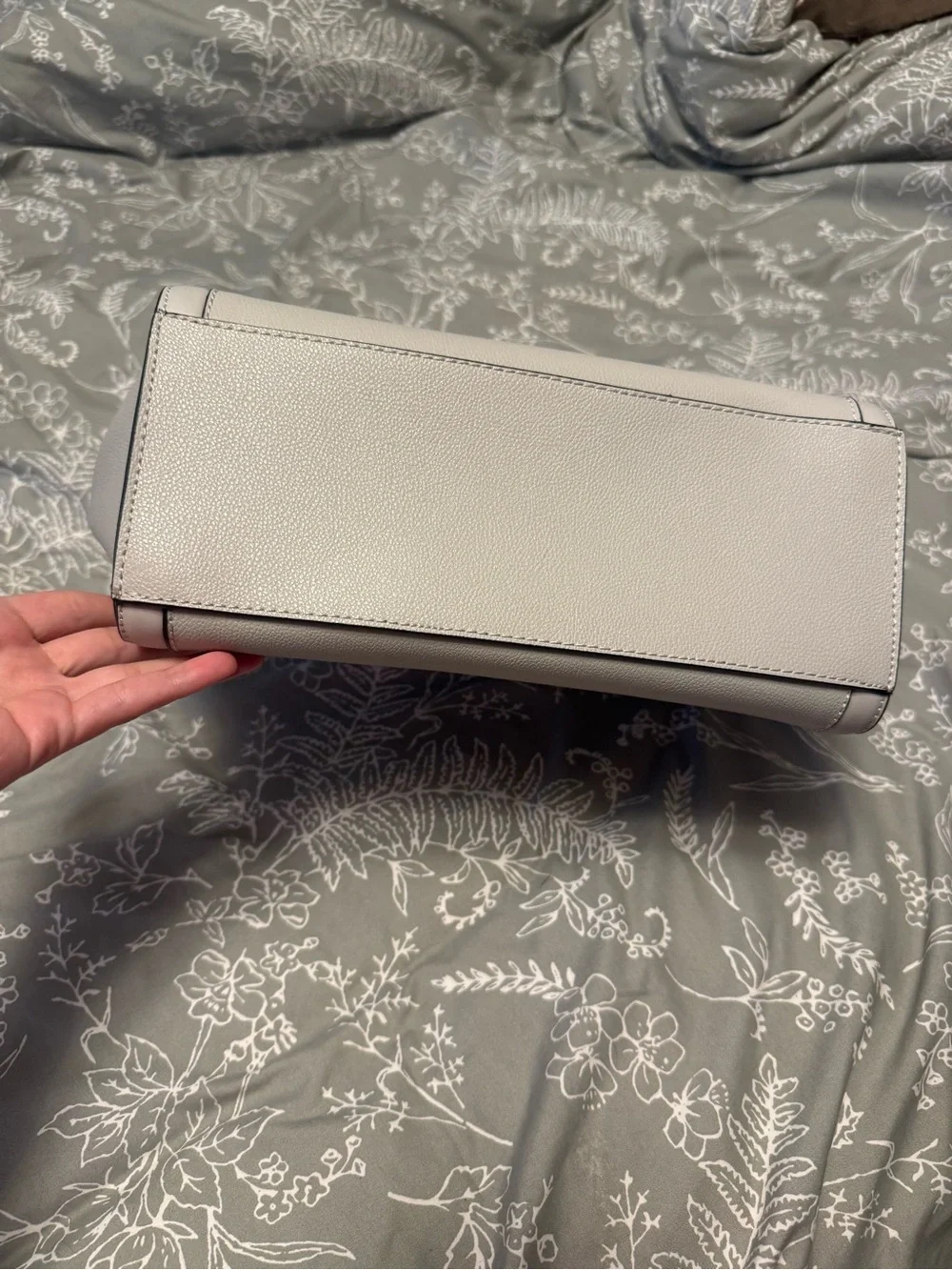 Calvin Klein Pale Gray Structured Satchel with Dual Handles